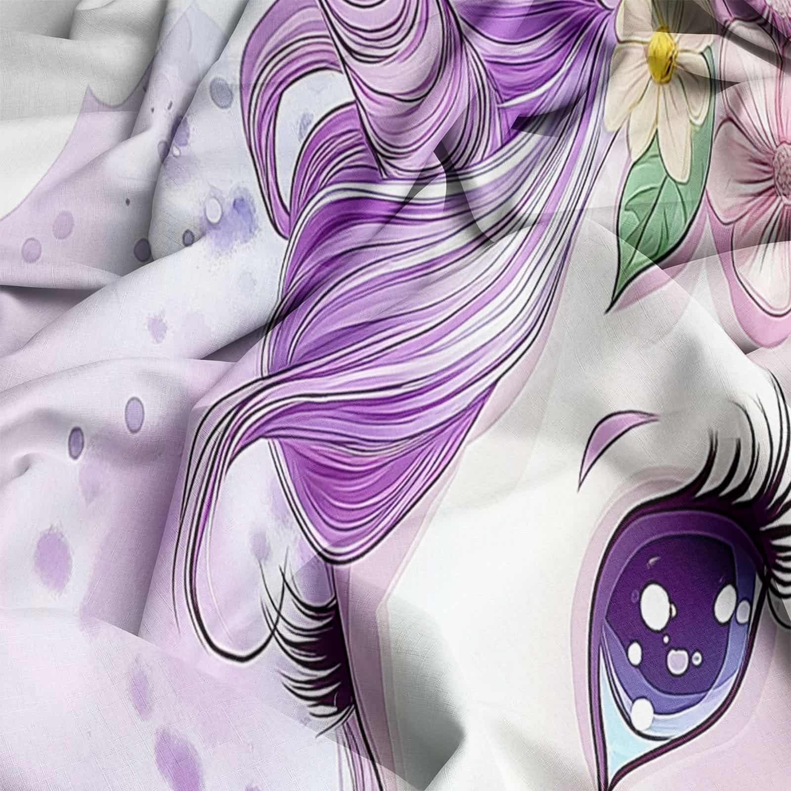 Poszwa na kołdrę 240 x 260 cm - Dream Unicorn Flower Butterfly Print Komplet pościeli z mikrofibry - zamek błyskawiczny - z 2 poszewkami na poduszki - dla dziewczynek chłopców biała dekoracja sypialni