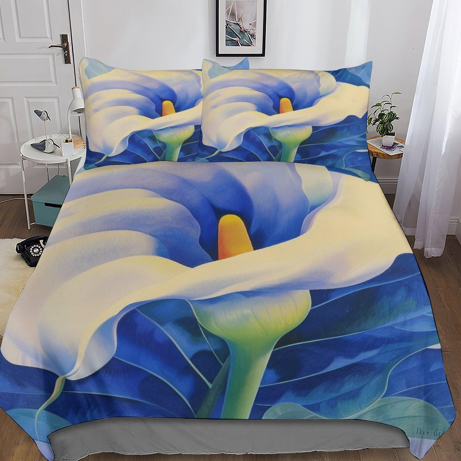 Luxus-Bettwäsche-Set mit Lilienblüten, 3D-Druck, Bettbezug-Set mit Kissenbezügen, King-Size-Größe (220 x 240 cm), Heimtextilien, Bettbezug-Set für Schlafzimmer-Dekor