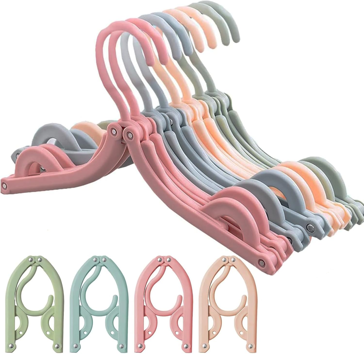20 Pcs Portable Folding Hangers – 4 Colors, Plastic Travel Coat Hangers, Essentials for Camping, Cruises, Flying & RV
