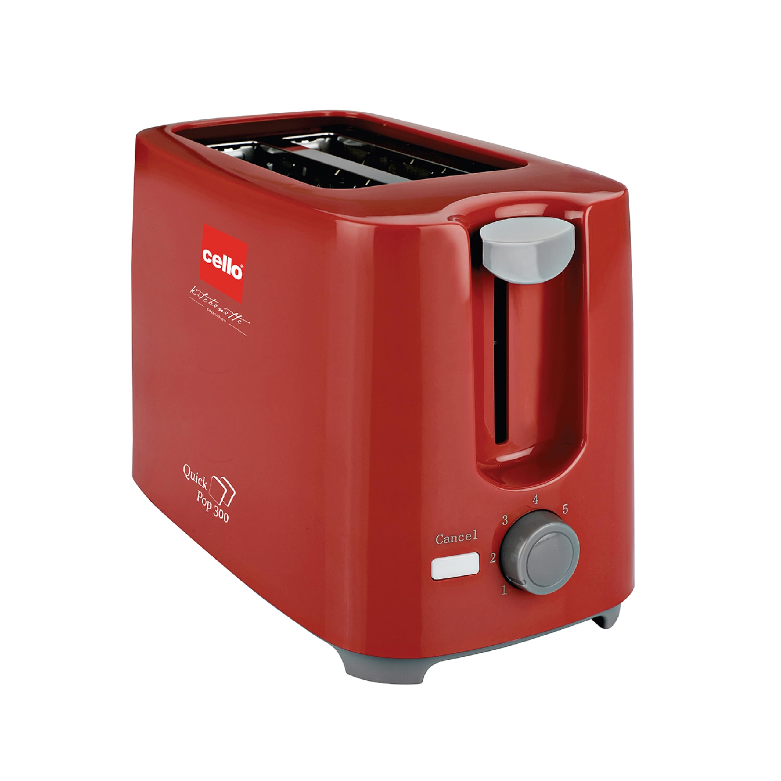 Cello Quick Pop-Up Toaster, 2 Slice, 700W, Red