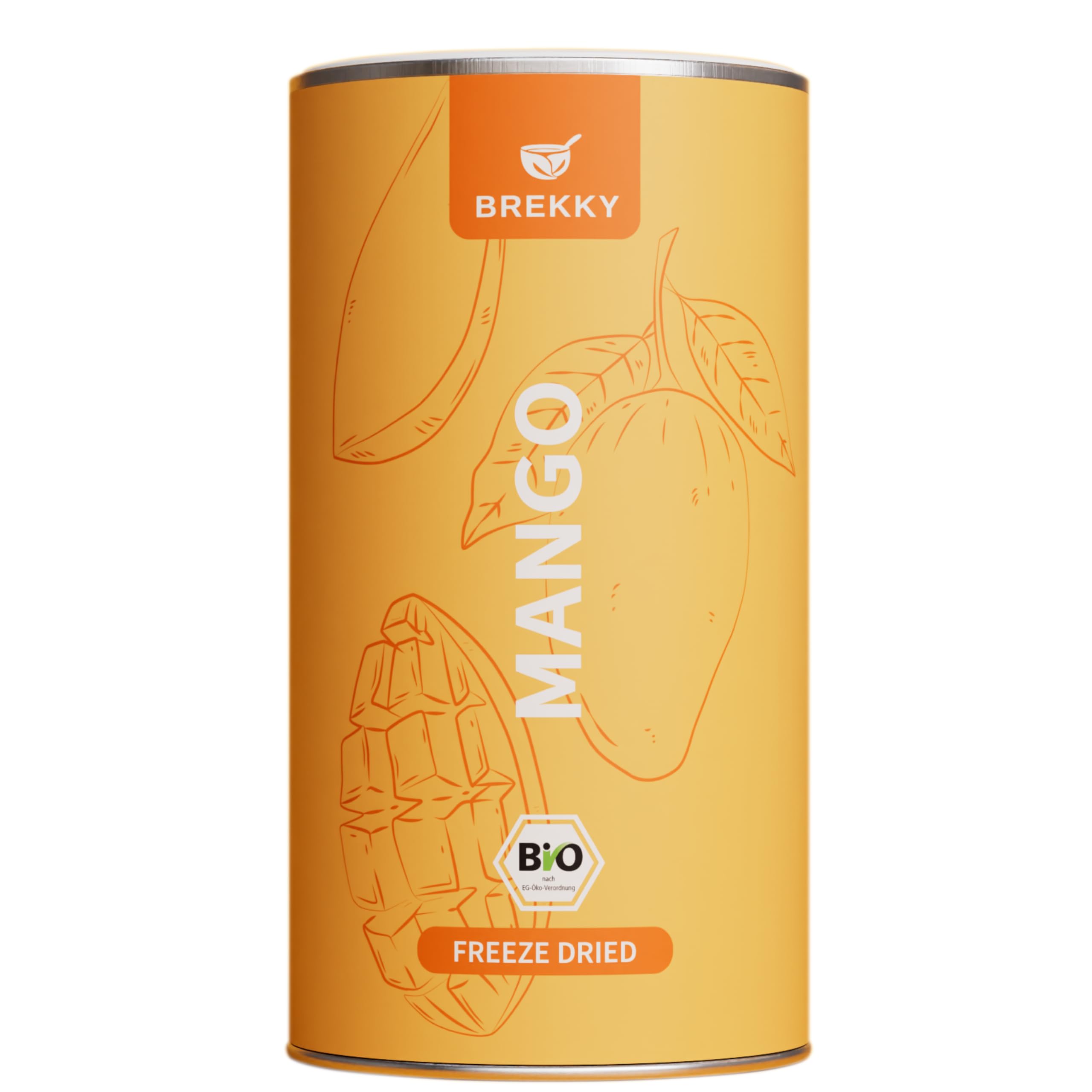 BREKKY – Gefriergetrocknete Mango BIO – 100% natürliche Früchte ohne Zuckerzusatz – extra knusprige gefriergetrocknete Mango – vegan, ballaststoffreich & fruchtig-intensiv – Gesundes Topping & Snack