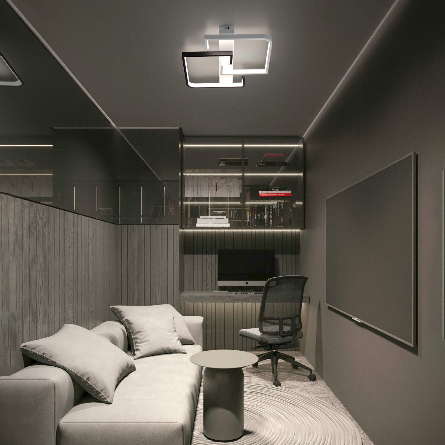 CBJKTX plafón LED plafón regulable con mando a distancia 35W lámpara de | salón diseño moderno en blanco y negro fabricado en aluminio para dormitorio cocina salón estudio hall balcón