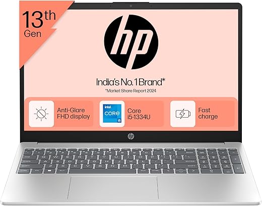 HP 15, 13th Gen Intel Core i5-1334U, 16GB DDR4, 512GB SSD, (Win 11, Office 21, Silver, 1.59kg), Anti-Glare, 15.6-inch(39.6cm) FHD Laptop, Iris Xe…