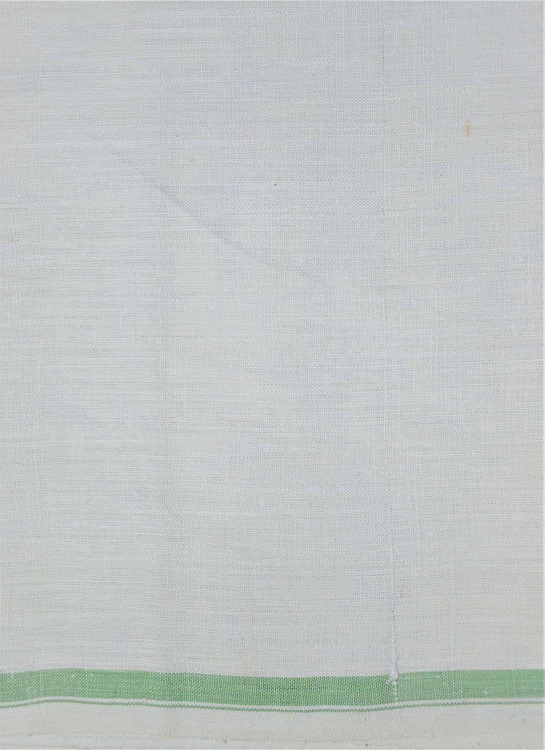 ASH Traders White Lungi Soft Cotton 2 Mtrs Free Size (Set of 1 pc). Green Border-image-10