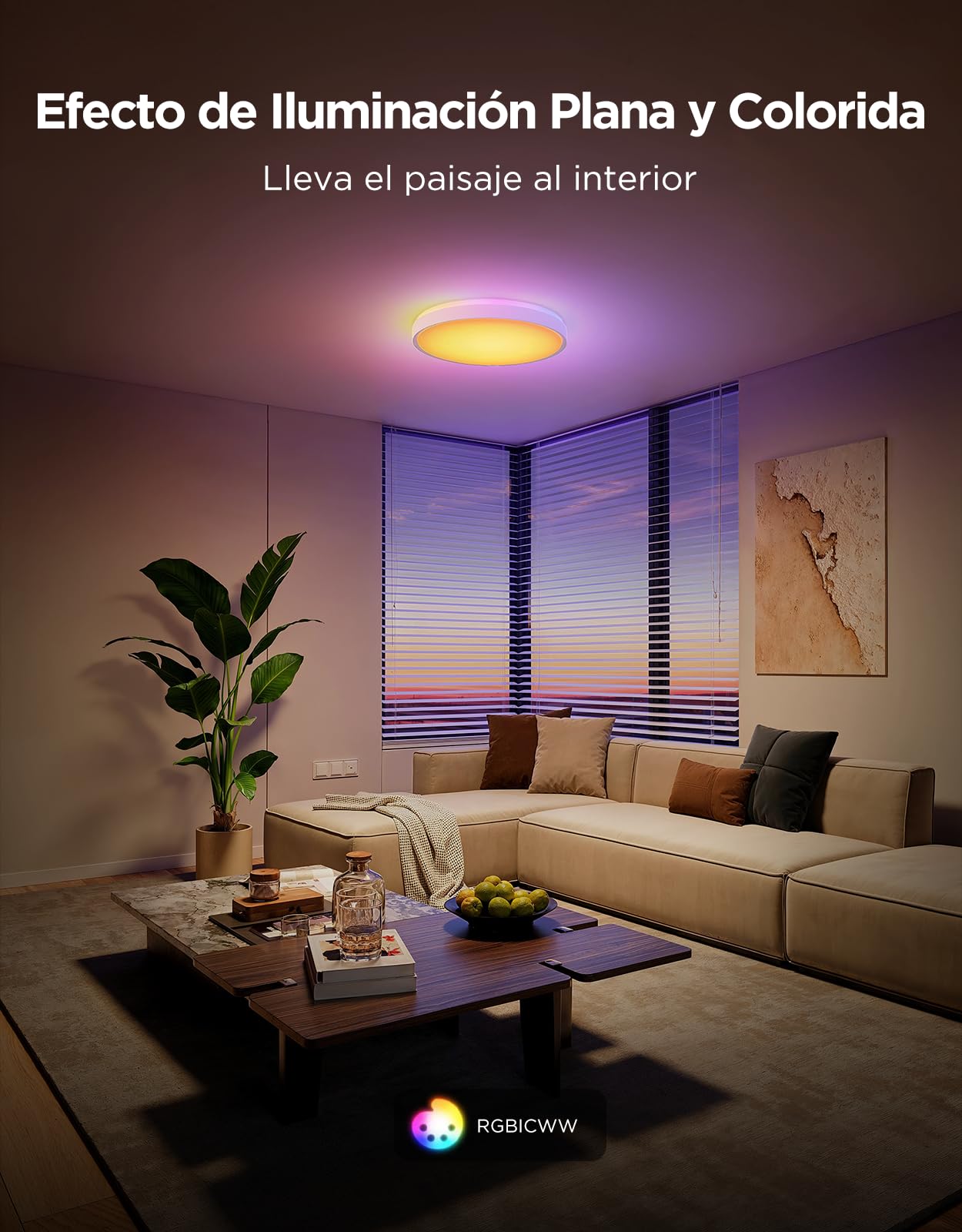 Govee Plafon LED Techo RGBIC 38cm, Lámpara Techo Inteligente 4300lm, 48,5W | Trabajar con Matter, Alexa, Google Assistant, 66+ modos de escena, Luz Interior para Salón, Dormitorio, Cocina, Pasillo
