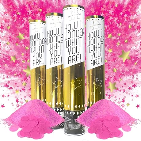 Gender Reveal Confetti Cannon Pink Girl Only: Twinkle Twinkle Little Star Party Poppers