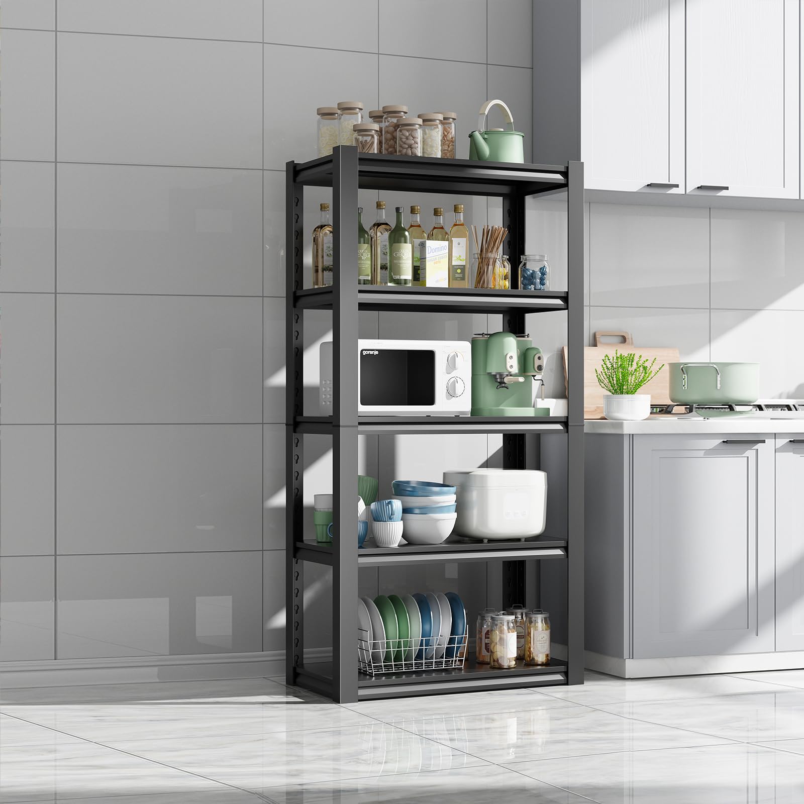 Romorgniz 5-tier heavy-duty narrow wire shelving unit for laundry rooms