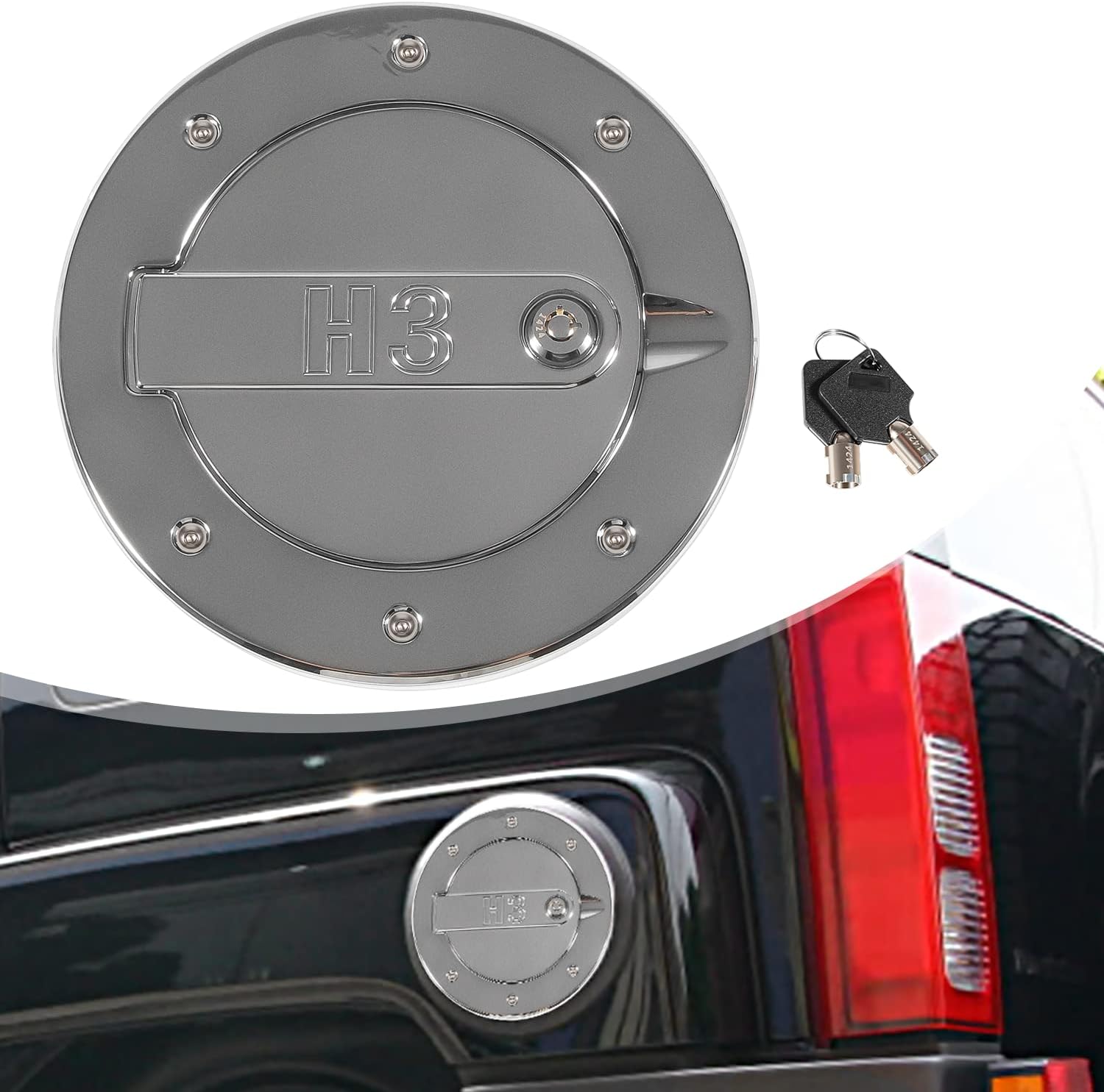 Chrome Fuel Tank Door Locking Billet Aluminum Gas Cap Cover