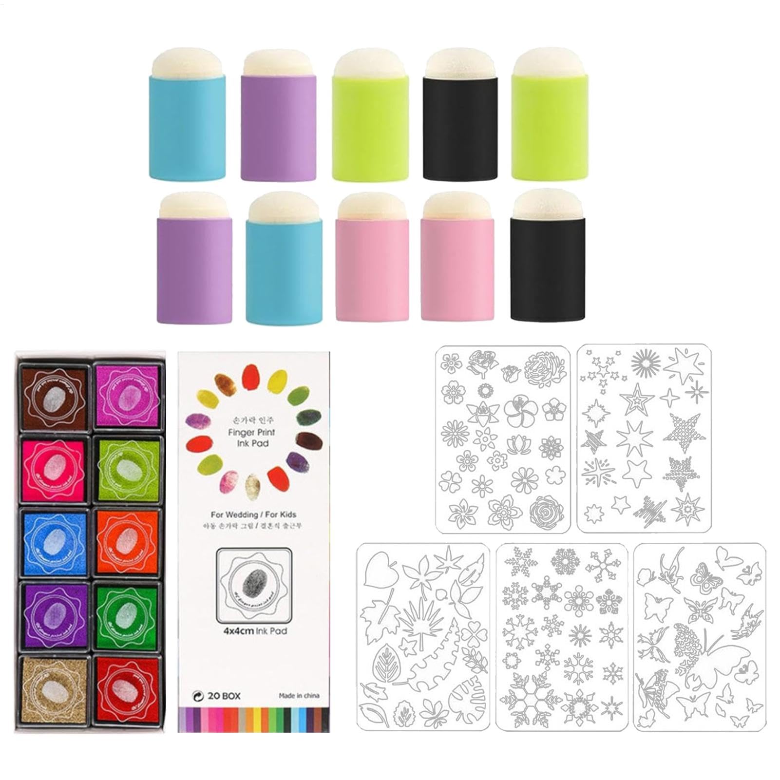 Kit de peinture à l'éponge avec pochoirs à offrir pour un anniversaire d'enfant créatif