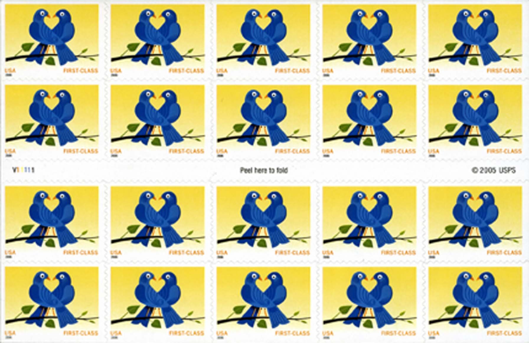 Tampon oiseau bleu USPS Love True collection philatélique format 20x39 - 2