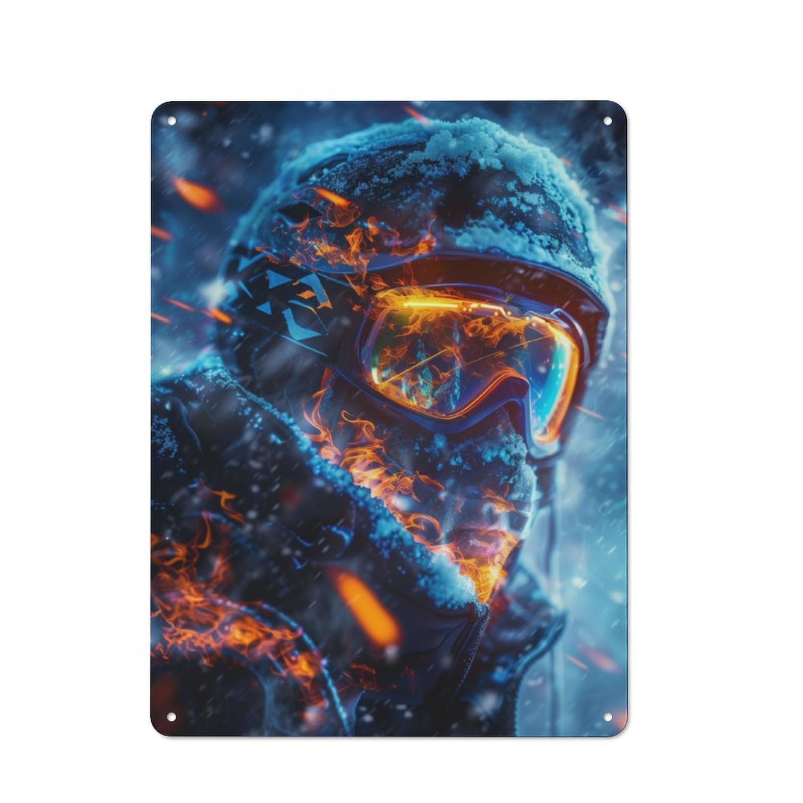 Junmoney Highly Detailed Skier Rustic Metal Sign 40X30cm Featuring For Hallway Wall, For Collectors Decorating Hallways And Entrance Areas