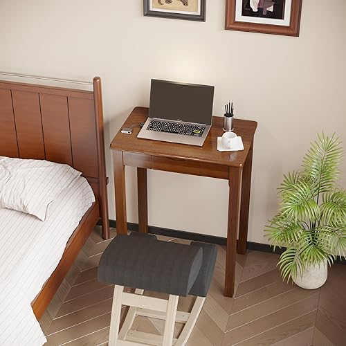 Miniatura 7 de Escritorio de madera maciza con cajones, escritorios estrechos de 24 x 16 pulgadas, escritorios modernos de madera de caucho de mediados de siglo,