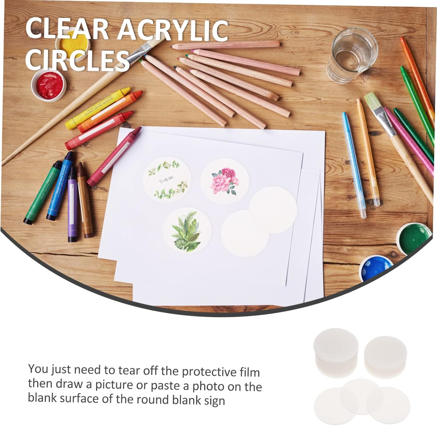 BEBEMOKO 30pcs Clear Acrylic Discs Painting Blanks Round Transparent Sheets for Crafts Lightweight and Plates for Creative Projects