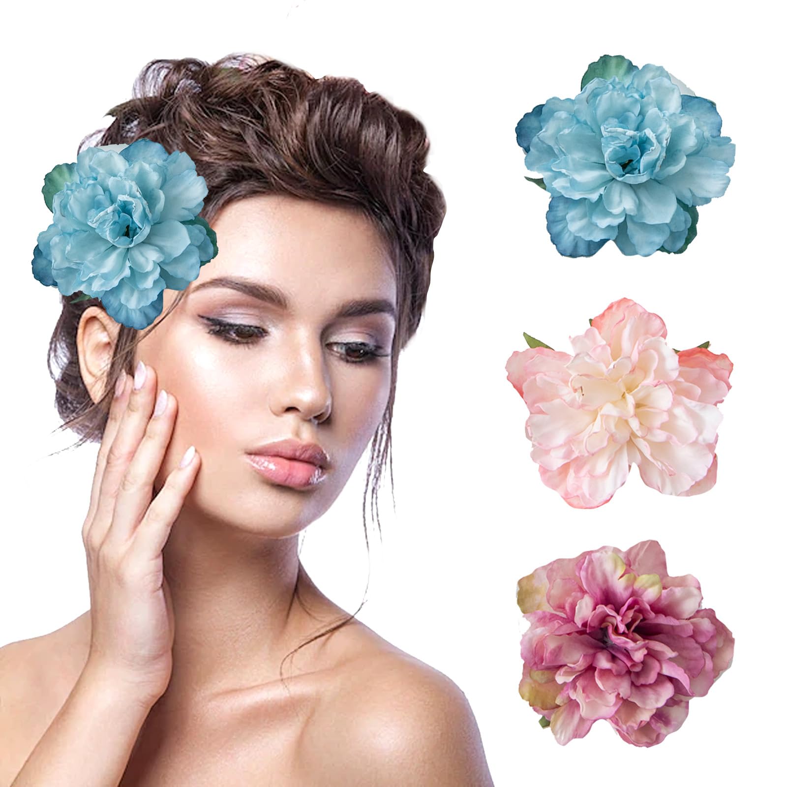 BSITSSS 9 Piezas Pinza Pelo, Peonia Flor Horquillas Pelo, Flores Pasadores Pinzas de Pelos Accesorios para Mujeres Niñas Fiestas Bodas Novia Playa