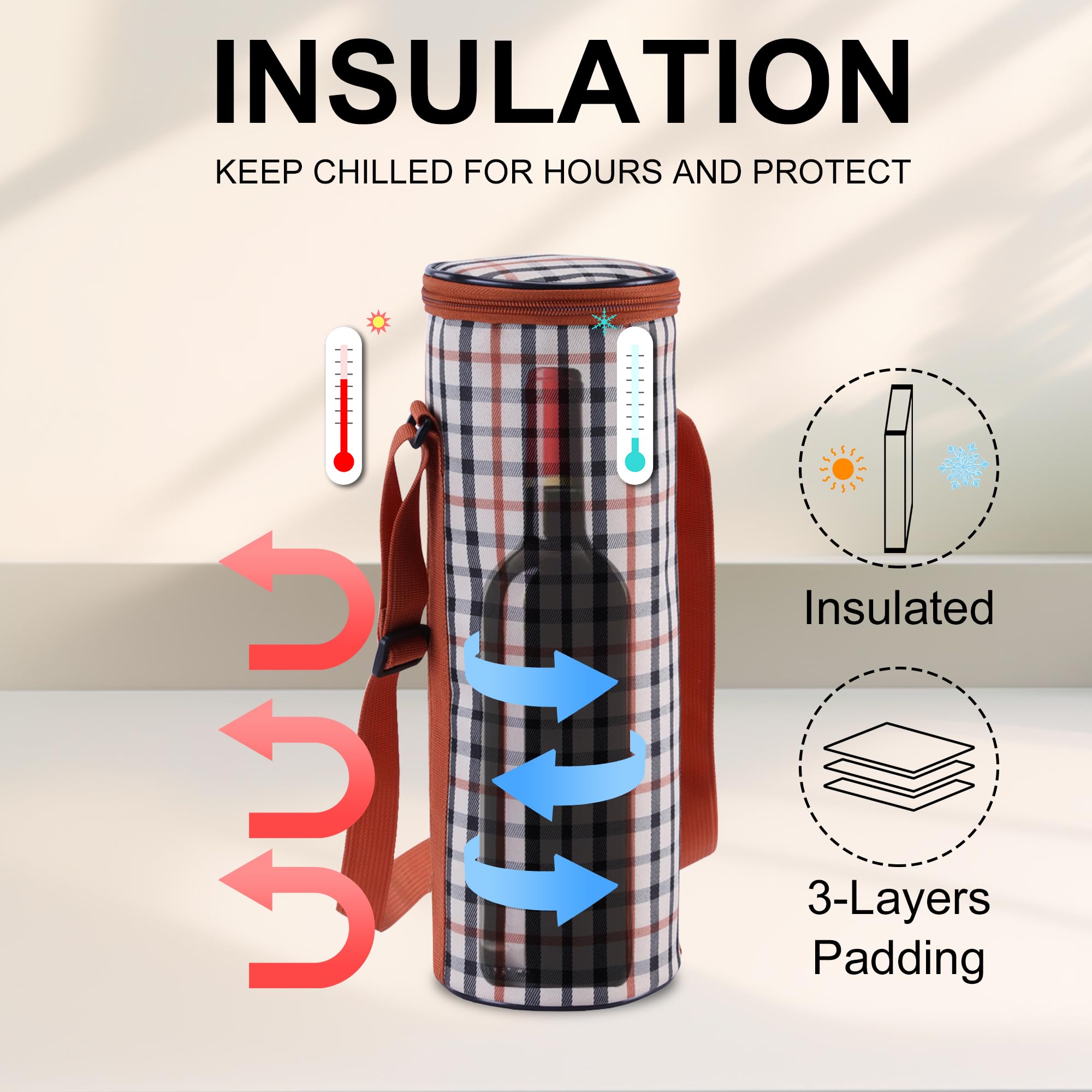 Leberna Wine Cooler Bag Insulated Bottle Carrier Bag for Picnic,Travel,Beach Yellow 2L - Image 3