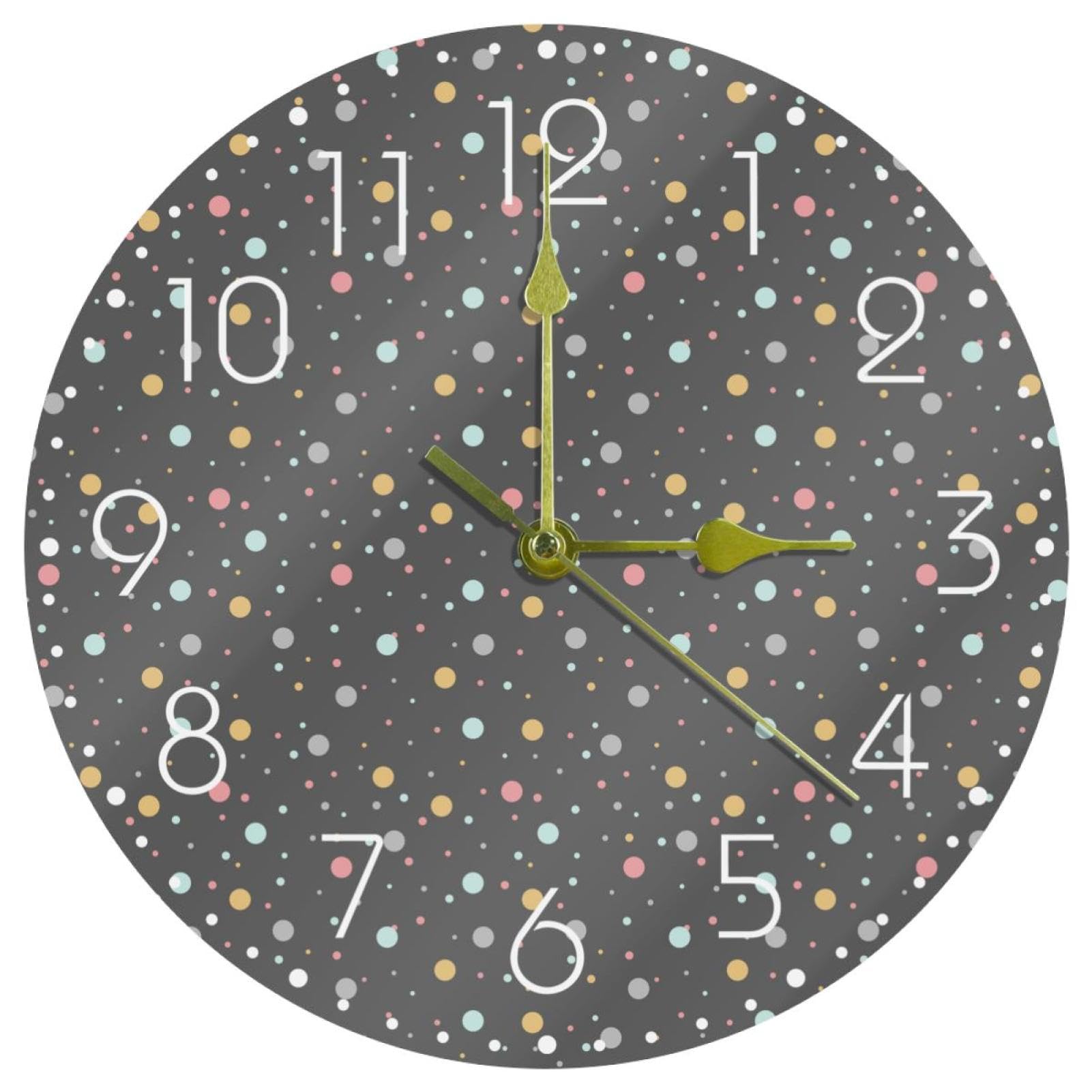 Horloge murale moderne acrylique noire à gros pois pour salon et cuisine