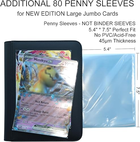 Miniatura 4 de Rayvol Carpeta de tarjetas jumbo tamaño L, se adapta a tarjetas jumbo de 80 litros, incluye 80 fundas de centavo L de tamaño, carpeta de tarjetas