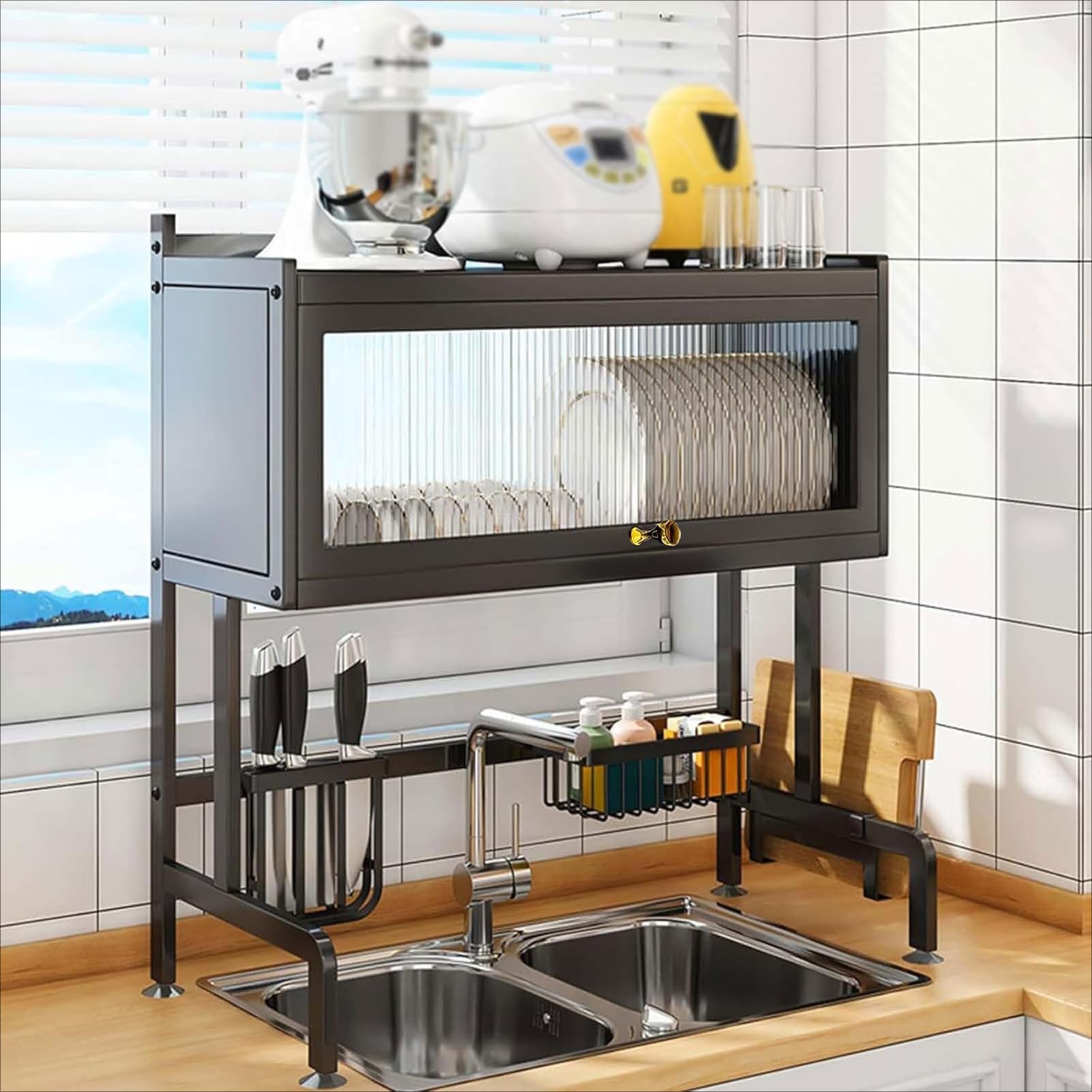 Égouttoir à vaisselle grande capacité 85 cm pour cuisine compacte