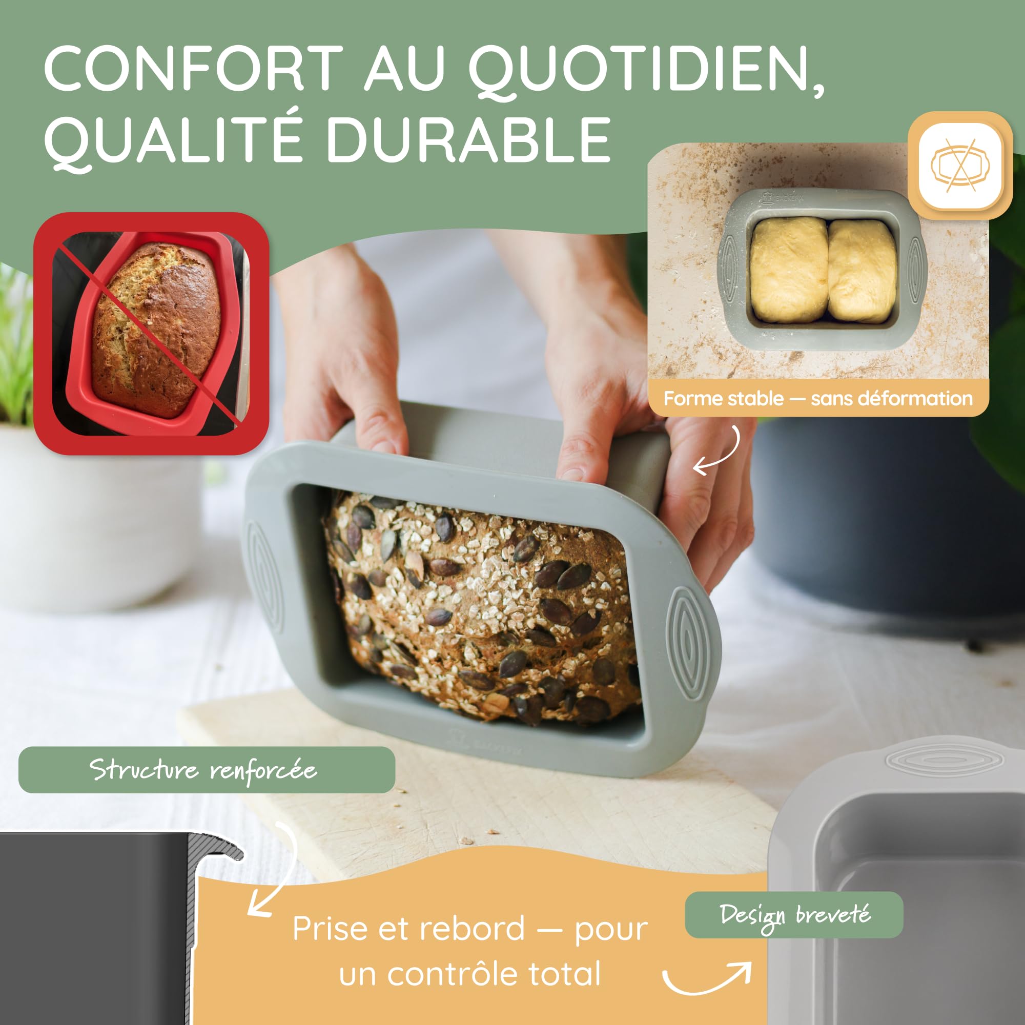 Backefix Moule à pain en silicone de 15 cm - Grand moule à pain original - Peut également être utilisé comme moule à gâteau Adapté à un usage alimentaire et respectueux de l'environnement