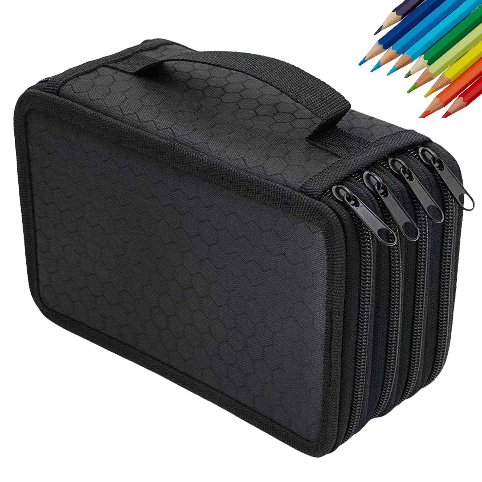 SPORWAY Estuche con 72 compartimentos: bolsa de lápices de gran capacidad, estuche extraíble con cremallera, estuche para lápices de colores, portalápices portátil para niñas, niños y adultos (negro),