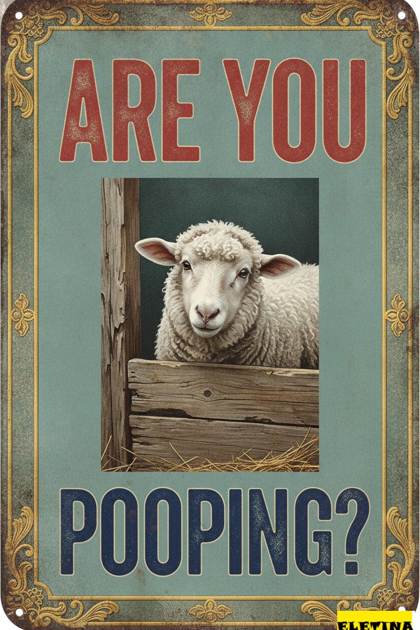 Personalized Sign for Man Cave Funny Farmhouse Vintage Metal Tin Wall Decor, Are You Pooping 8x12 Inch Wall Art Restroom Toilet Home Washroom Bathroom Private Property Decorative