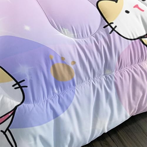 Miniatura 4 de Juego de edredón para niños, tamaño matrimonial, 3 piezas, colorido arco iris con purpurina y estrellas, juego de ropa de cama con diseño de pata de