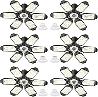 Vista 11 de Paquete de 4 luces LED de garaje, 220 W, luces LED de techo superbrillantes, deformables en base E26, luz de garaje para sótano, almacén, taller