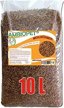 Dried Mealworms in 10 L Package, Protein and Fat, Refined and Sieved, for Fish, Rodents, Birds, Reptiles, Also Koi Food or Hedgehog Food