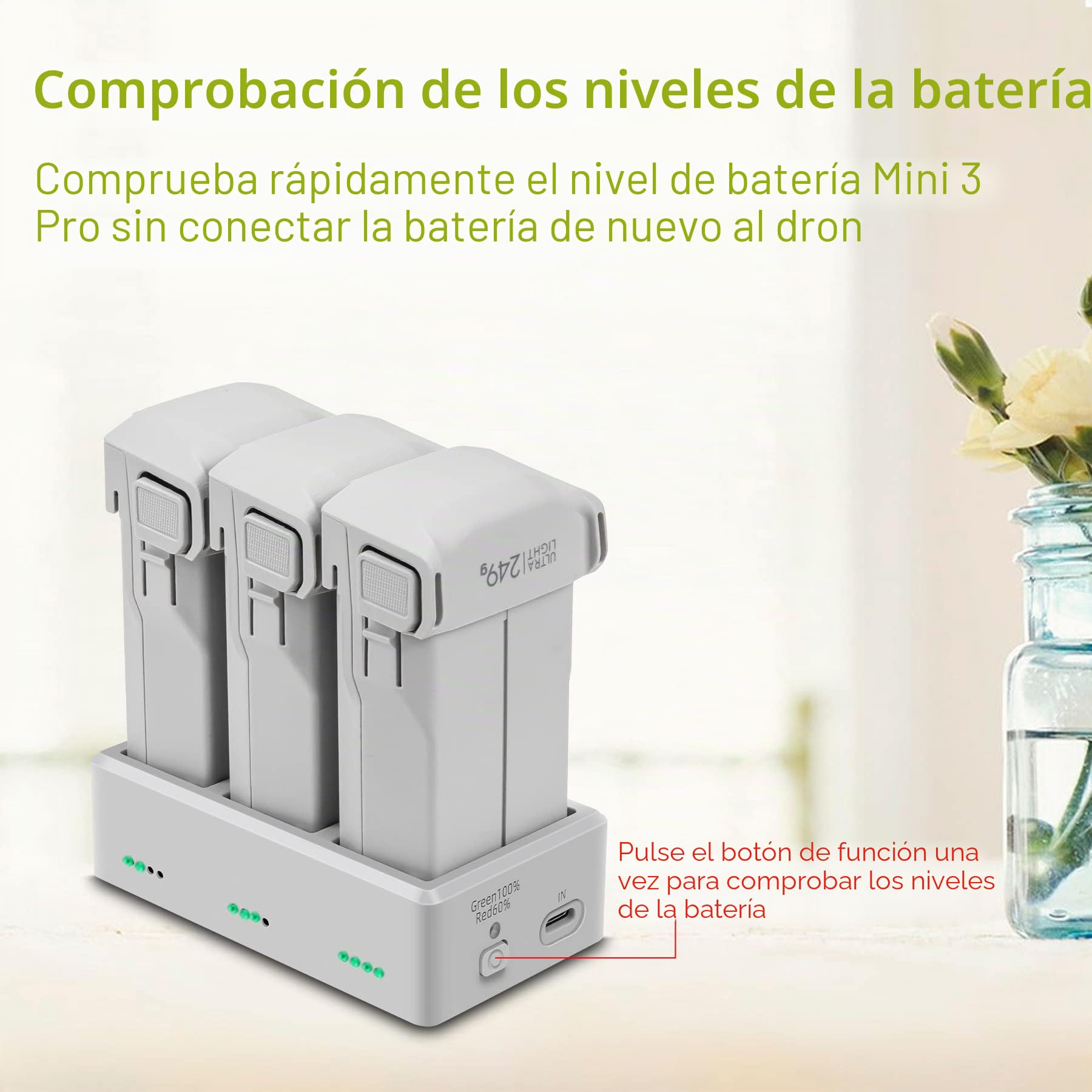 Centro de Carga de Batería para dji Mini 3 Pro, Mini 3 Drone, Cargador Charger Hub, Carga 3 Baterías Secuencia Accesorio
