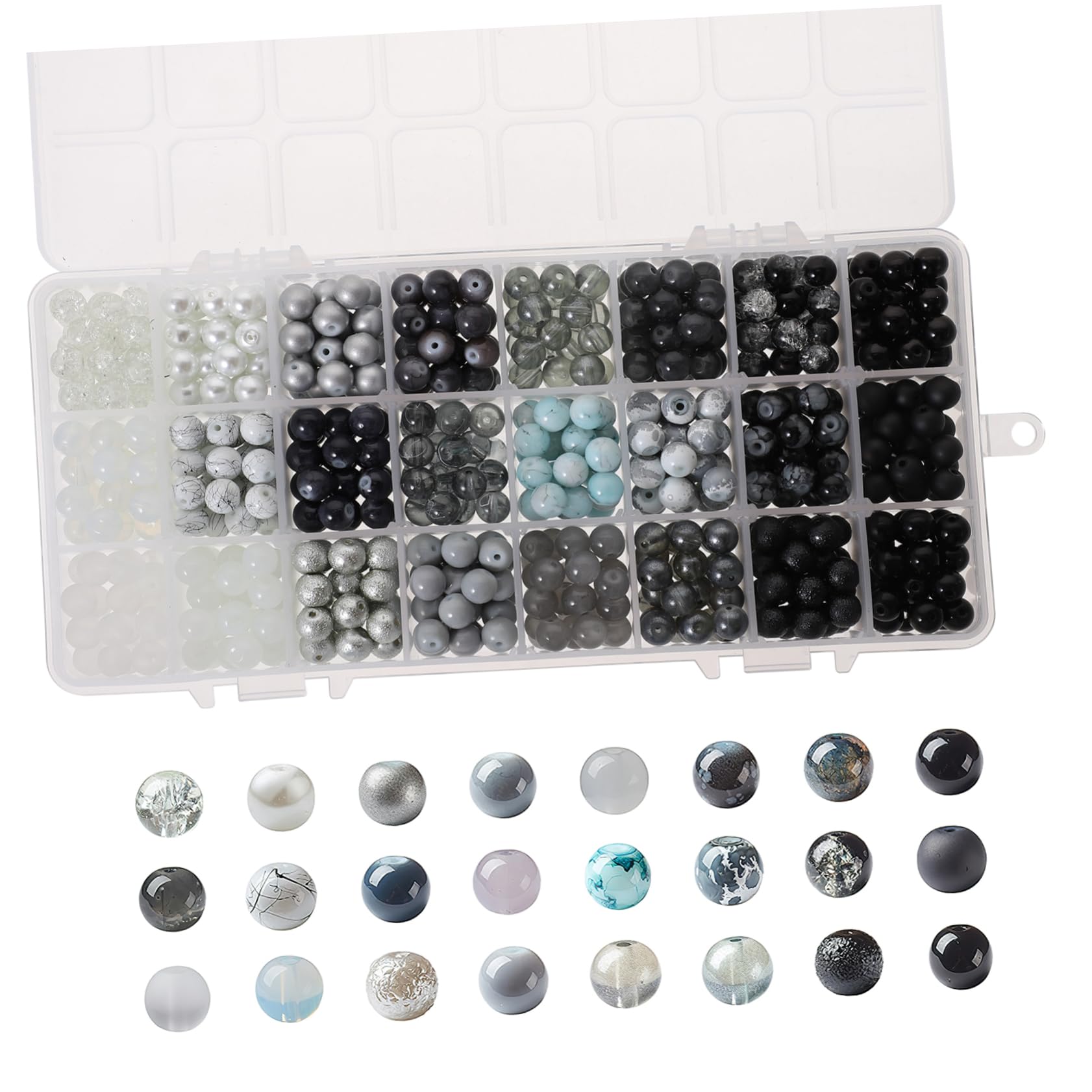 Angoily Winzige Glasperlen Runde Lose Perlen aus Glas 1 Kasten Bastelmaterial für Armband und Kettenherstellung für Selbstgemacht Schmuck
