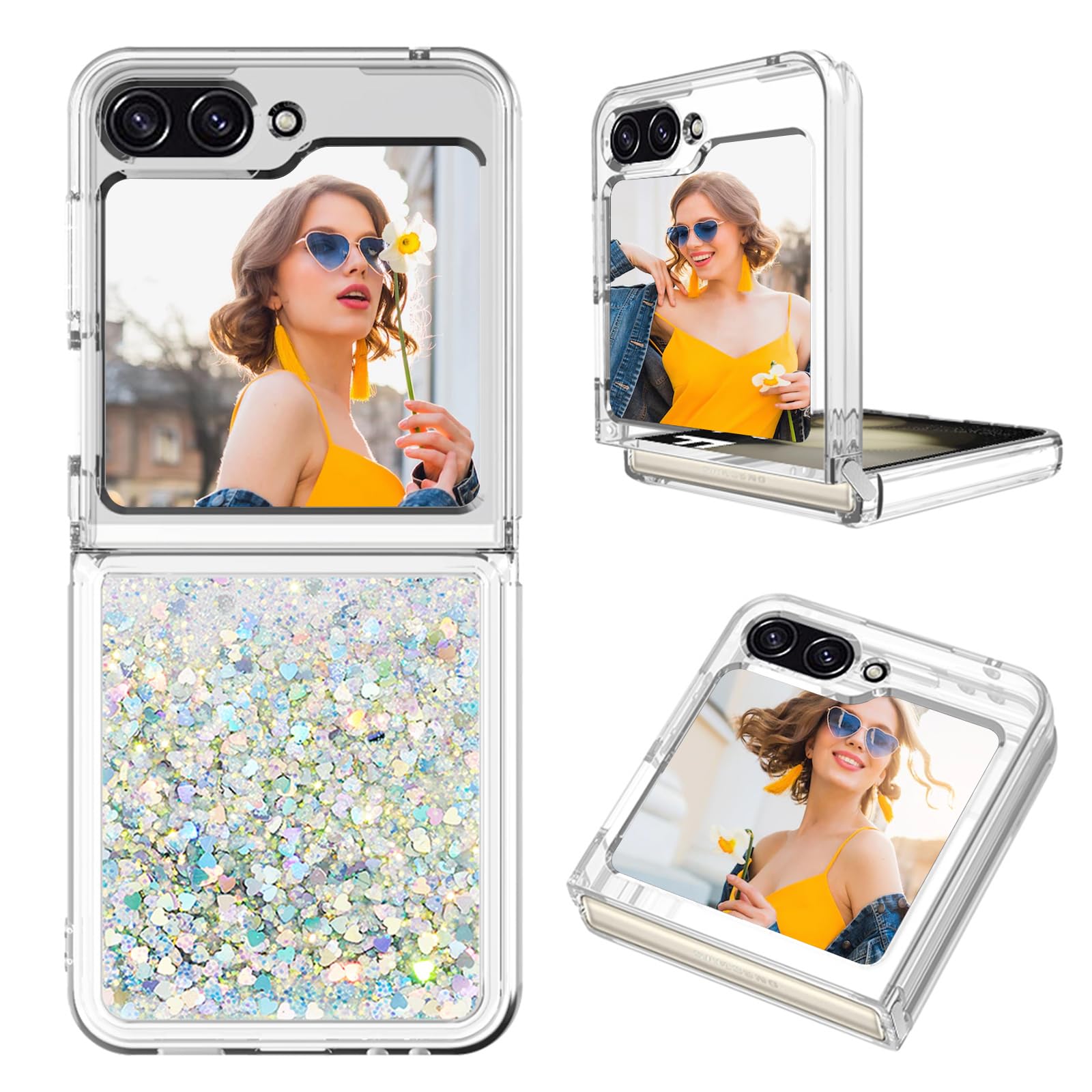 Ysnzaq Liquid Case for Samsung Galaxy Z Flip 5 6.7", Soft TPU Clear Bing Liquid Glitter Case Girls Women Sparkle Flowing Shockproof Cover for Samsung Galaxy Z Flip5.YBZ Colorful