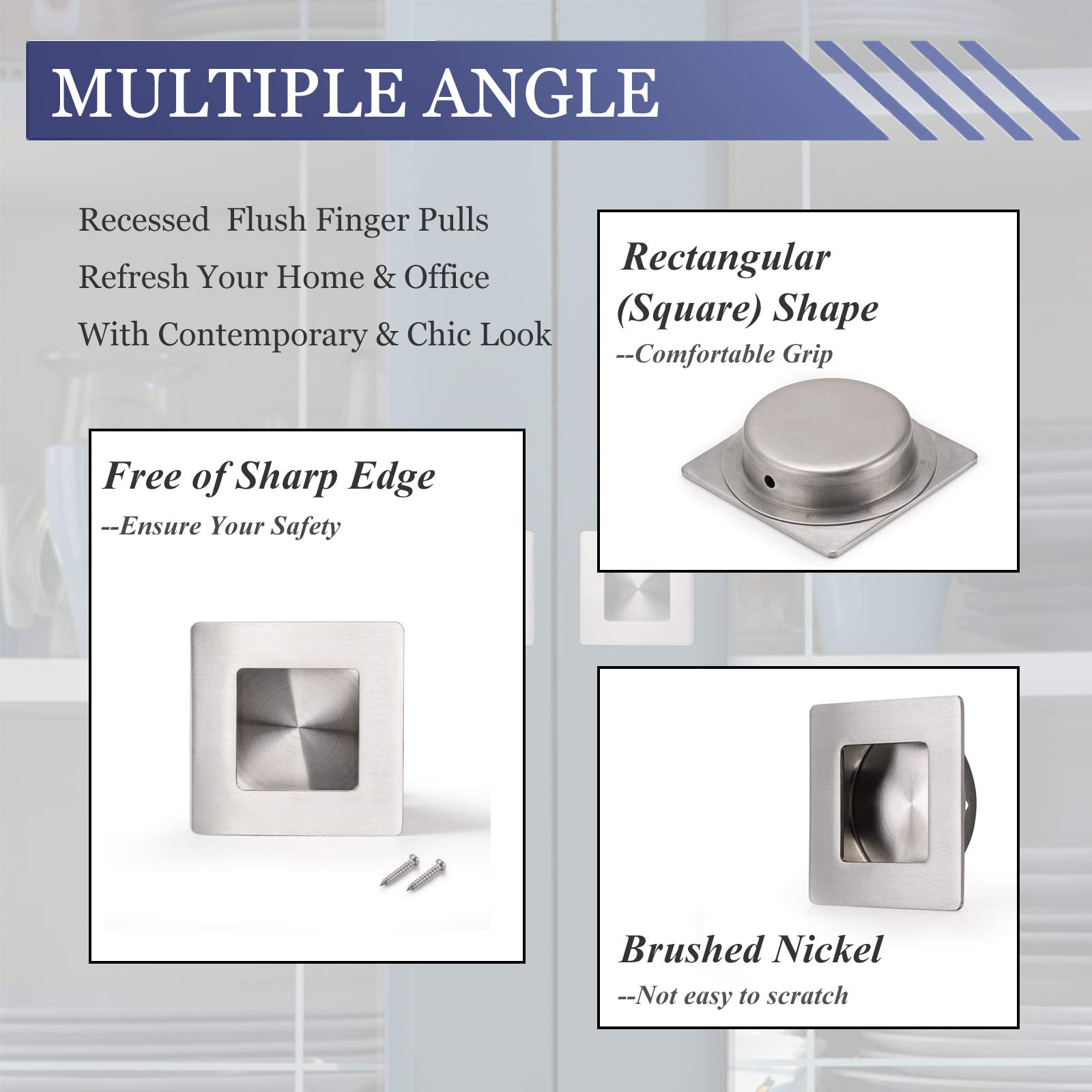 (1 Pack)Probrico Recessed Sliding Door Pull Brushed Nickel Furniture