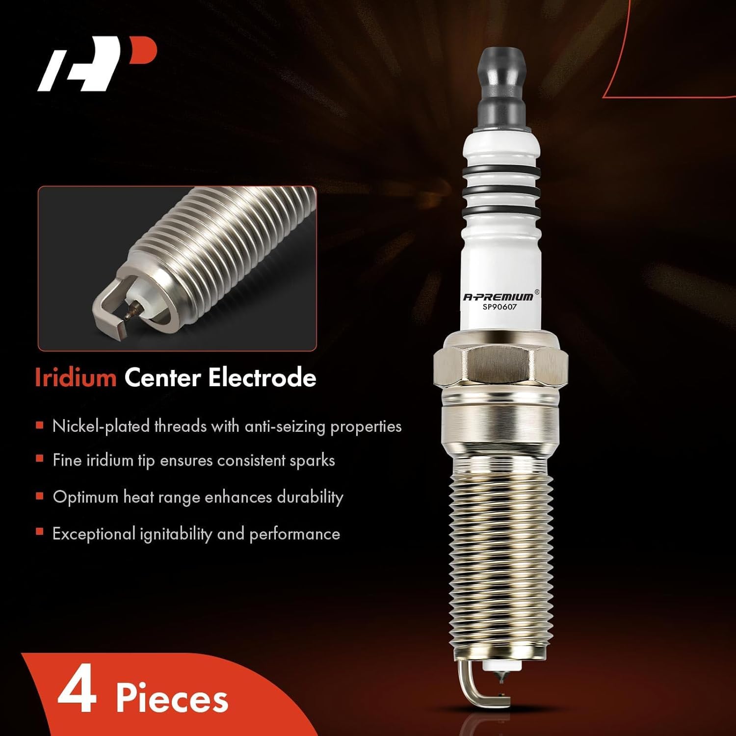 A-Premium Iridium Platinum Spark Plugs Compatible with Ford Escape 2009-2025, Fusion 2006-2020, C-Max, Maverick & Lincoln MKZ & Mercury Mariner, Milan, L4 2.0L 2.3L 2.5L, Pack of 4