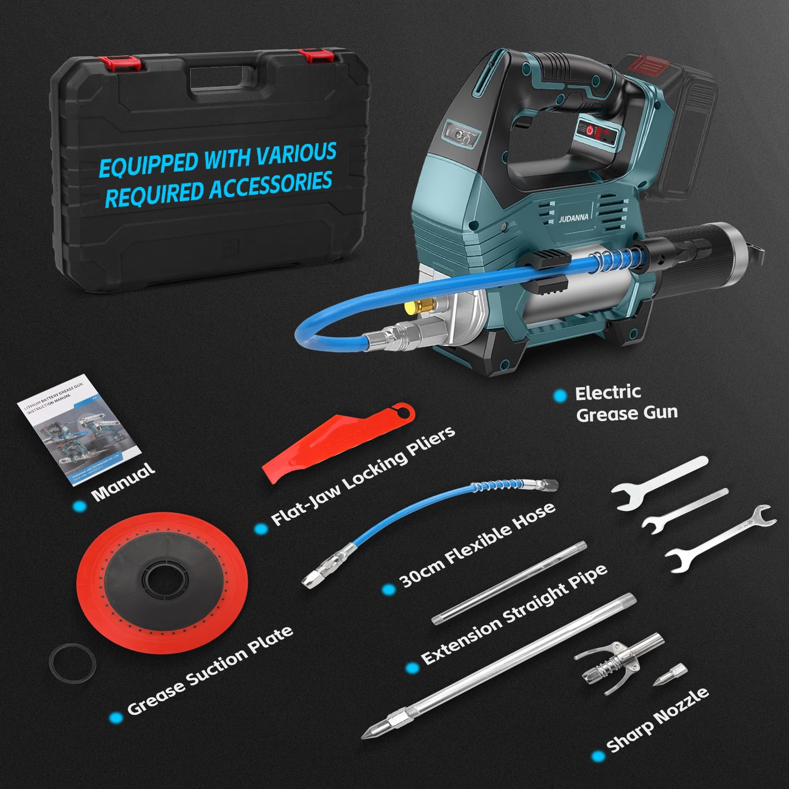 Pistola engrasadora para Makita de 18 V batería, 12000 psi, 170 g/min, prensa de engrasadora eléctrica, batería de 18 V, sin escobillas, solo para grasa a granel (sin batería, sin cargador)