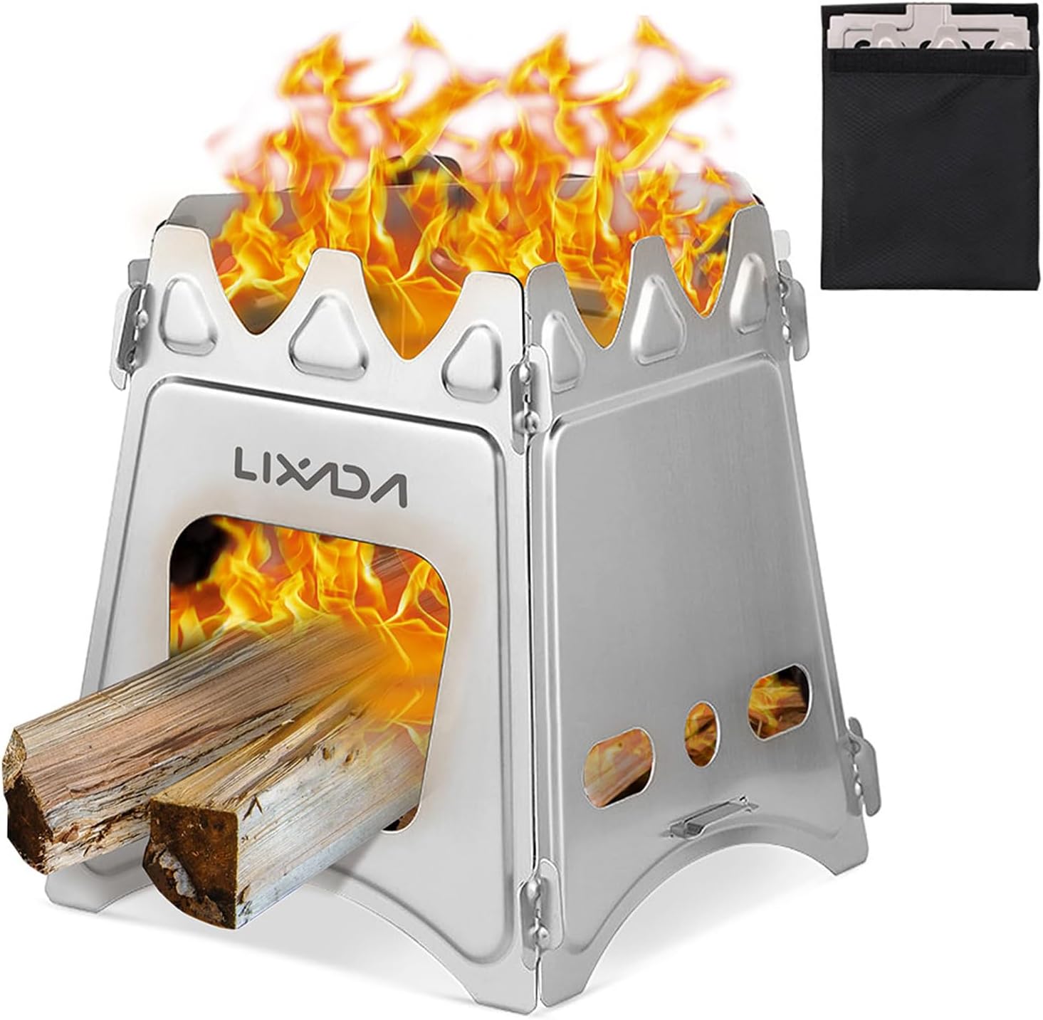 Camping Wood Stove Folding Lightweight Stainless Steel Wood Burning Backpacking Stove For Outdoor Cooking Picnic Hunting Stainless Steel Stove=19.5 * 11.5/16.5cm