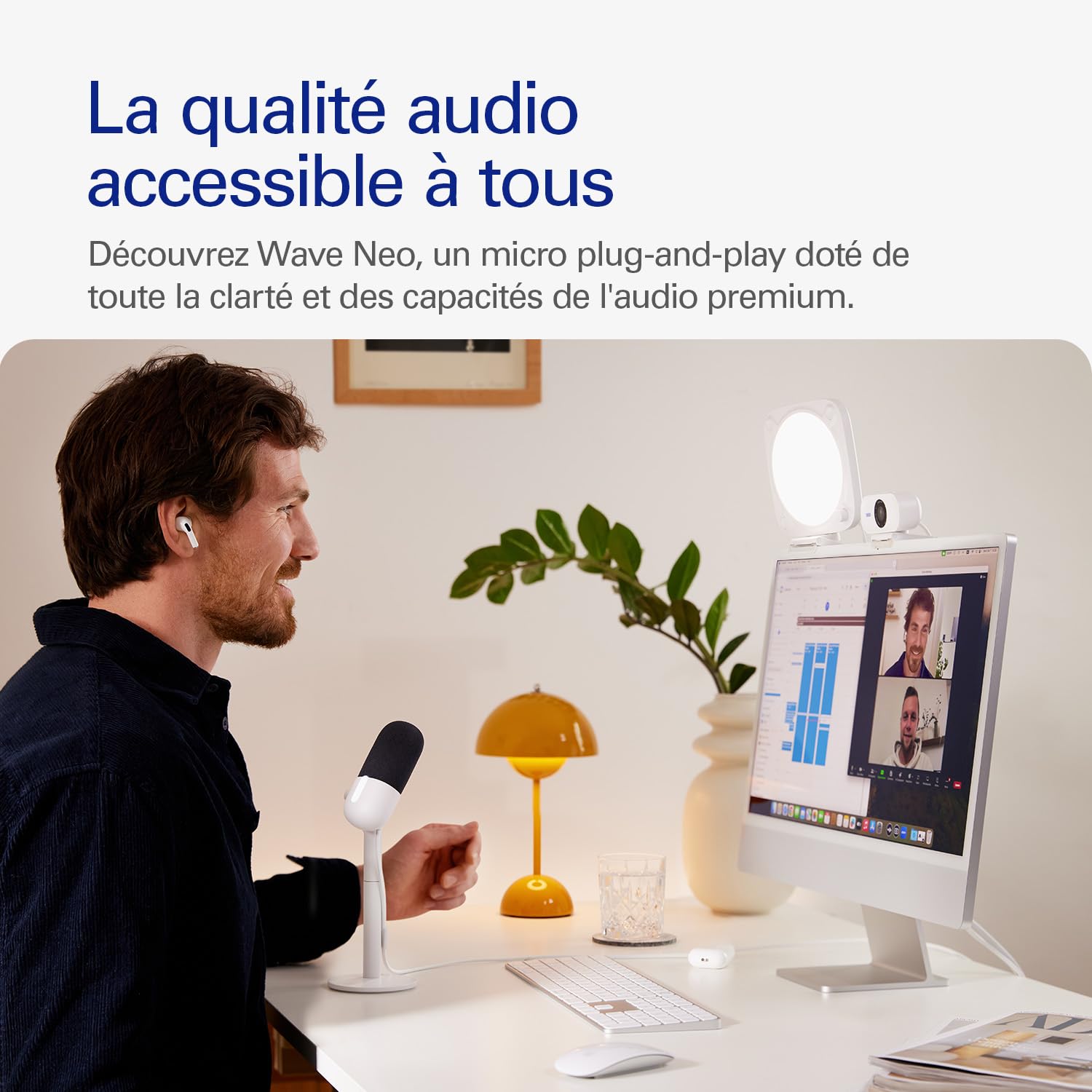 Elgato Wave Neo – Micro USB à condensateur, bouton Mute, pour jeux, streaming, visio et enregistrement de voix sur Teams/Zoom/OBS/Twitch/YouTube, etc., plug-and-play, compatible PC, Mac, iPad, iPhone