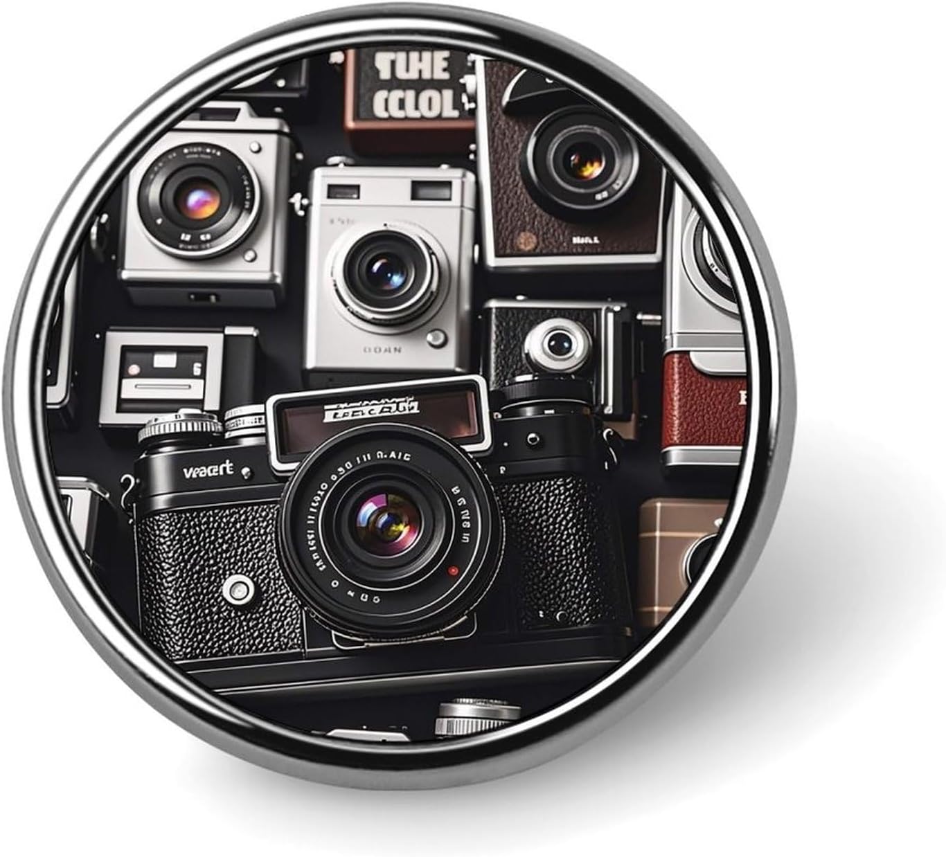 Round Retro Camera Collection Badge Pin Button Brooch for Bag Hat Shirt