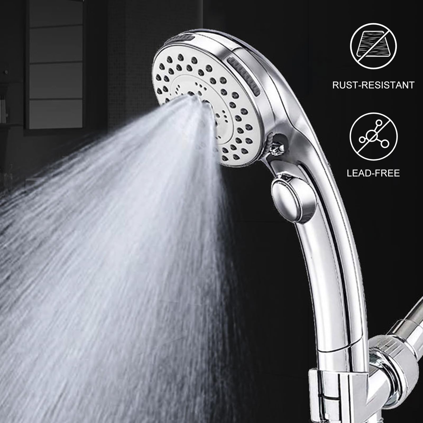 ibasenice Cabezal de Ducha Presurizado de Plástico Abs Diseño Moderno, Práctico y Fácil de Operar para Experiencia de Ducha Estilo Hotel en Color Plata