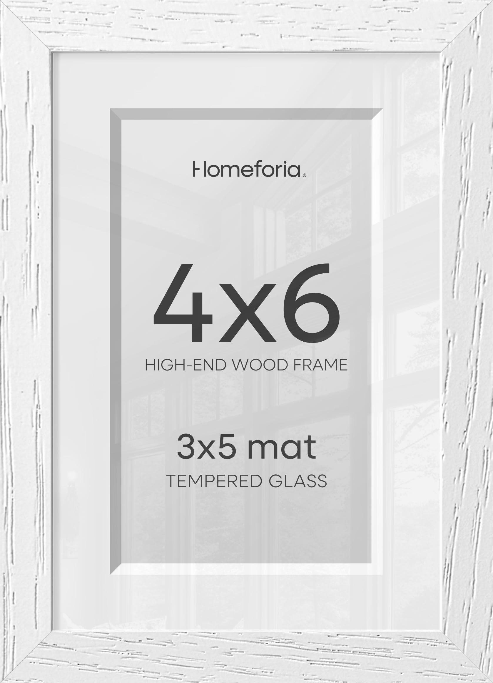Homeforia 4x6 White Oak Picture Frame, High-End Wood, 3x5 Mat, Glass | High End Solid Oak Wood, Tempered Glass, Acid-Free 3x5 Removable Mat, 4x6 Edge-to-Edge Display 6x4, Wall Kit, Set Of 2