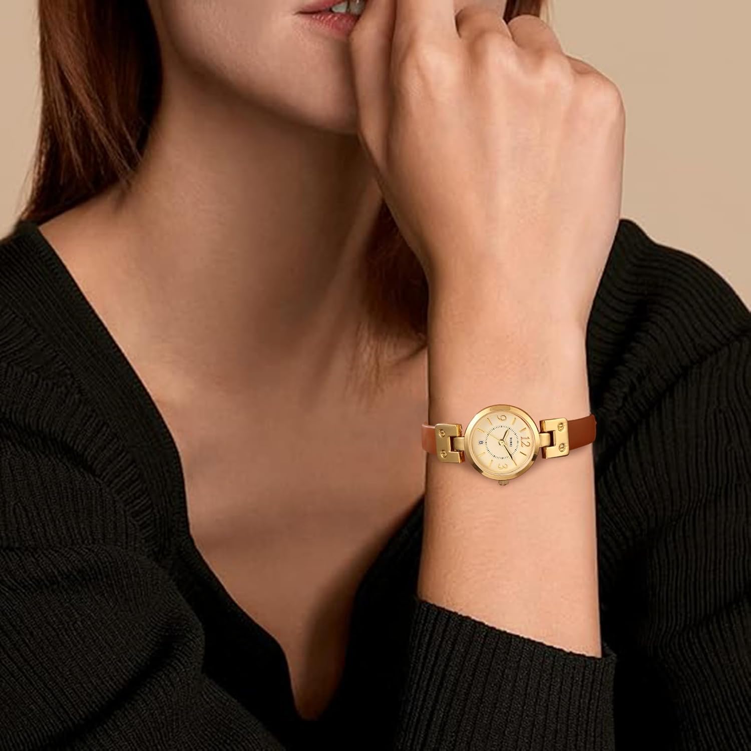 BUREI Women's Luxury Quartz Waterproof Pointer Watch with Simple Leather Strap - Exquisite Small Women's Watch - Image 7