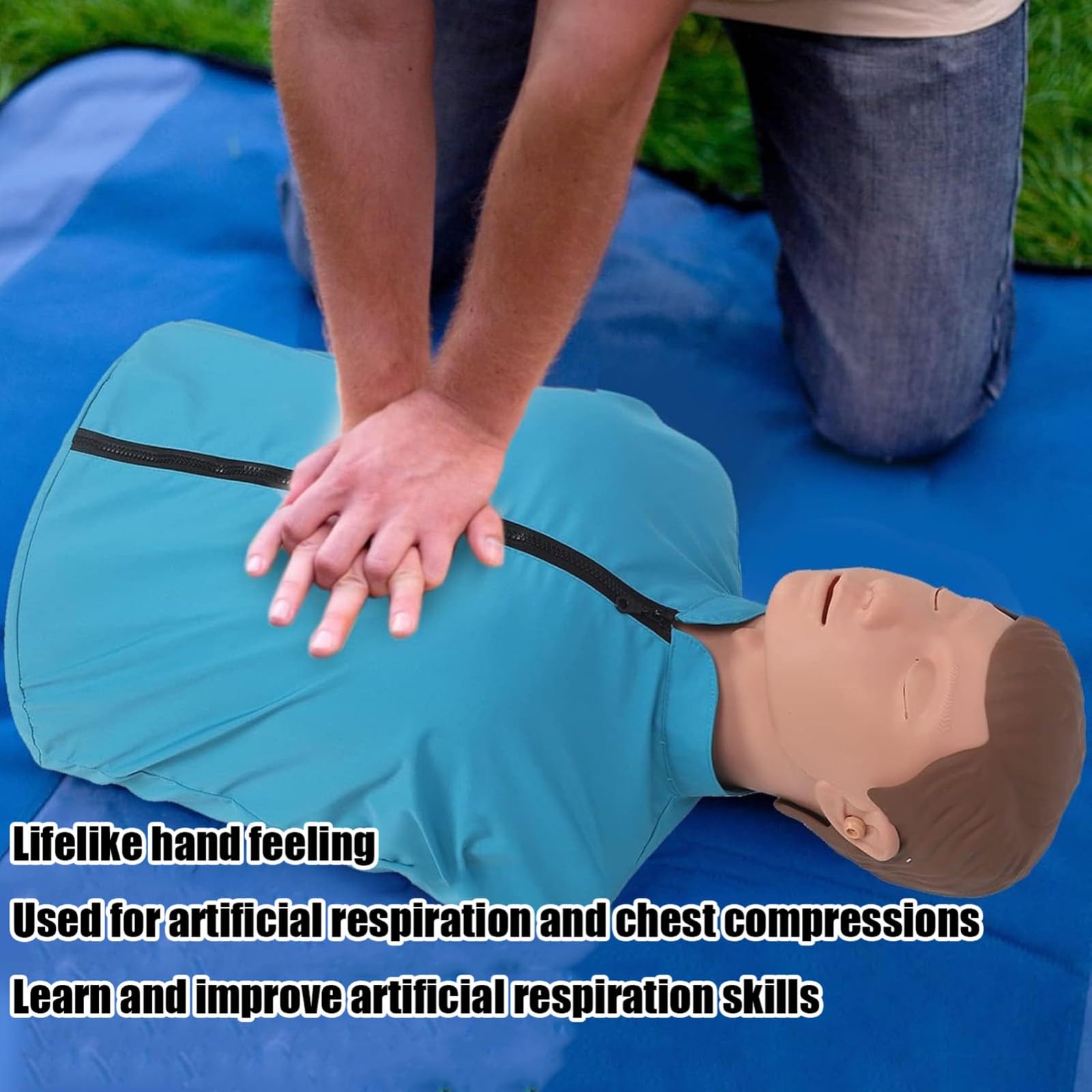 Reanimationspuppe Erste Hilfe CPR Übungspuppe Trainingspuppe für Herz-Lungen-Wiederbelebung Gummi-Halbkörper Künstliche Beatmung Menschliches Modell Simulator für Erste-Hilfe-Training