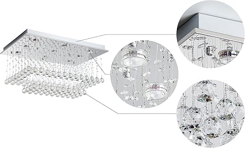 Miniatura 3 de Saint Mossi K9 Crystal Chandelier Light Fixture with 9 Lights and 2-Tier,Modern Flush Mount Ceiling Light Fixtures Modern Chandelier for