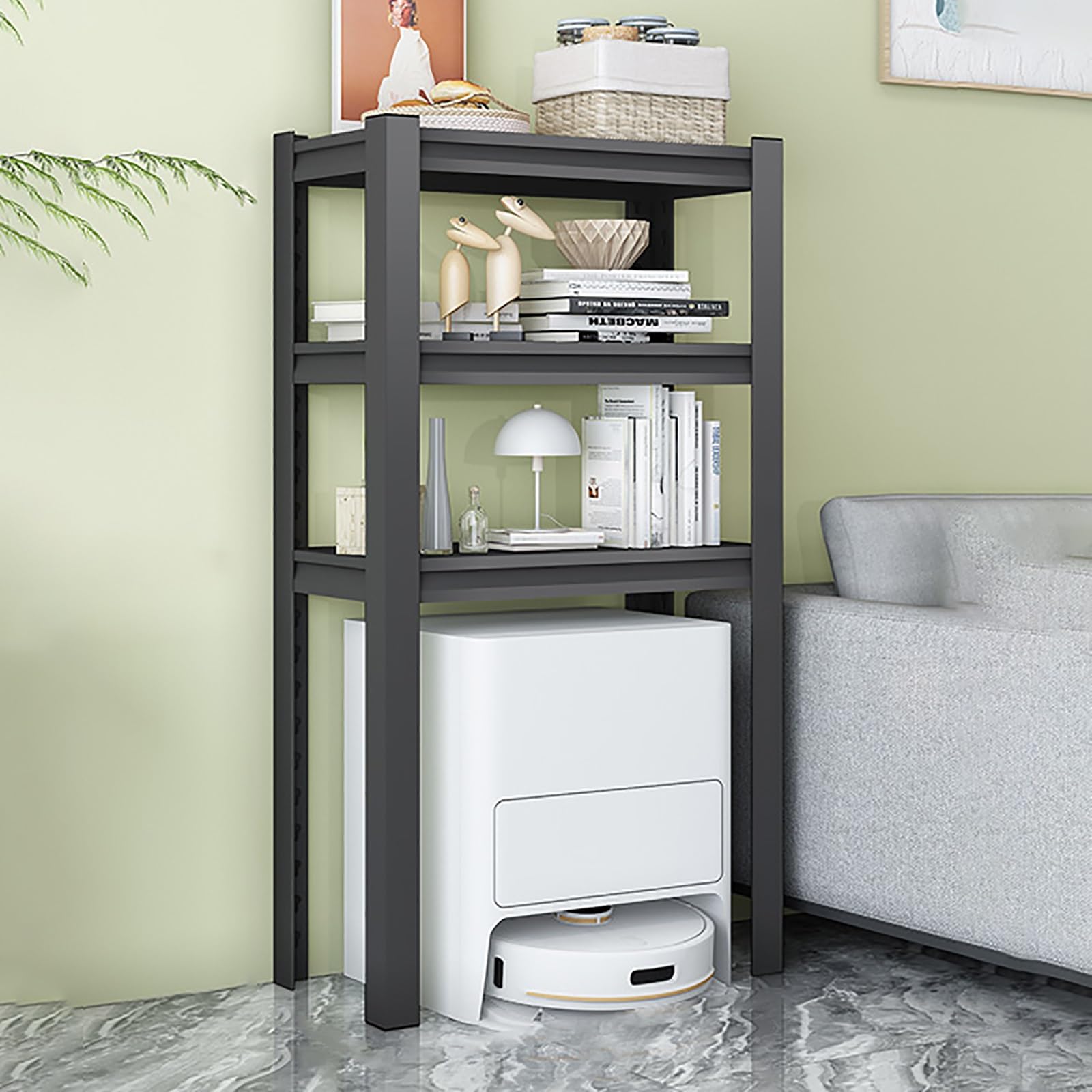 Étagère pour aspirateur robot réglable meuble noir 80x80 cm