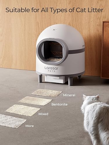 Miniatura 7 de Cajas de arena autolimpiantes sin cuchara para varios gatos, robot inteligente con aplicación, caja de arena automática para gatos autolimpiante,