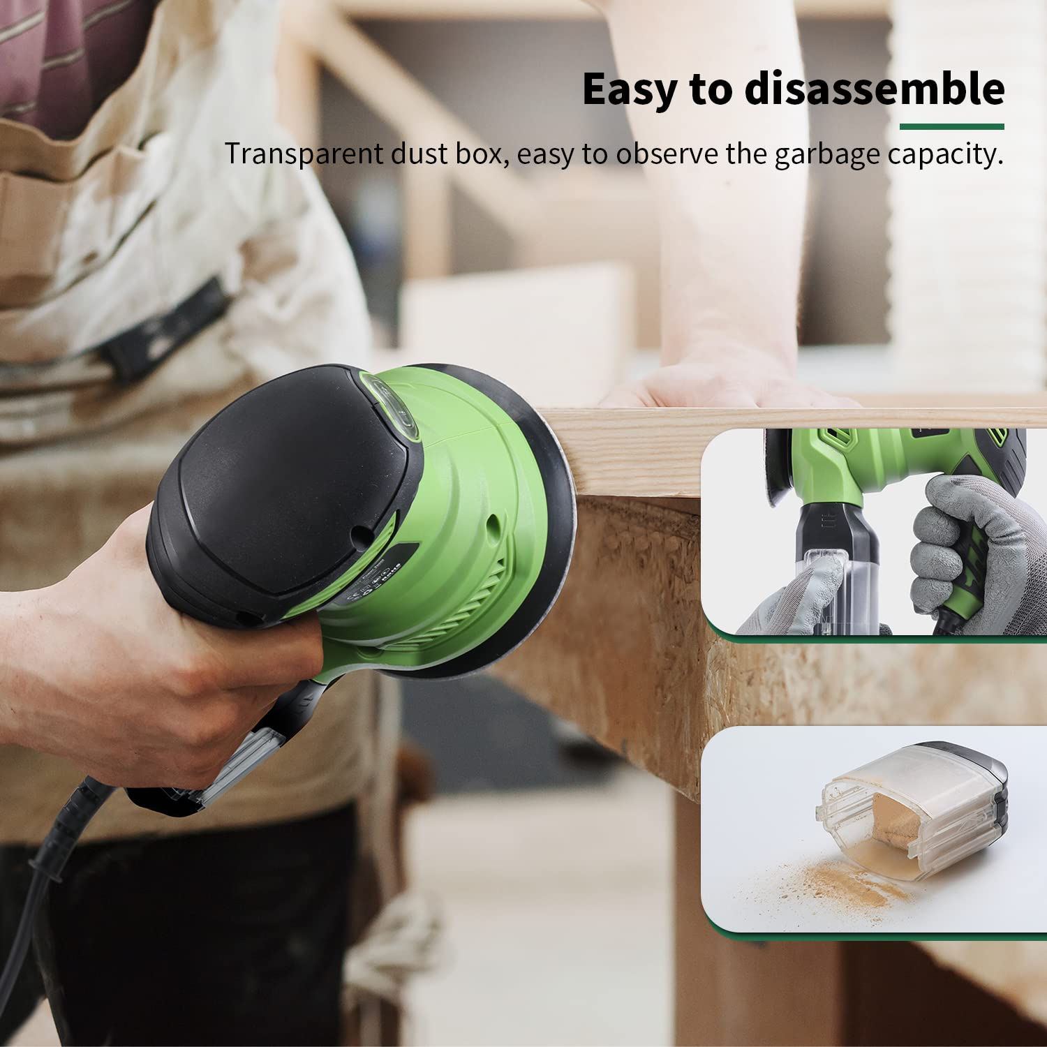 Levigatrice Orbitale 150mm Con 10 Carte Abrasive - 6 Velocità Regolabili Fino A 10000 RPM