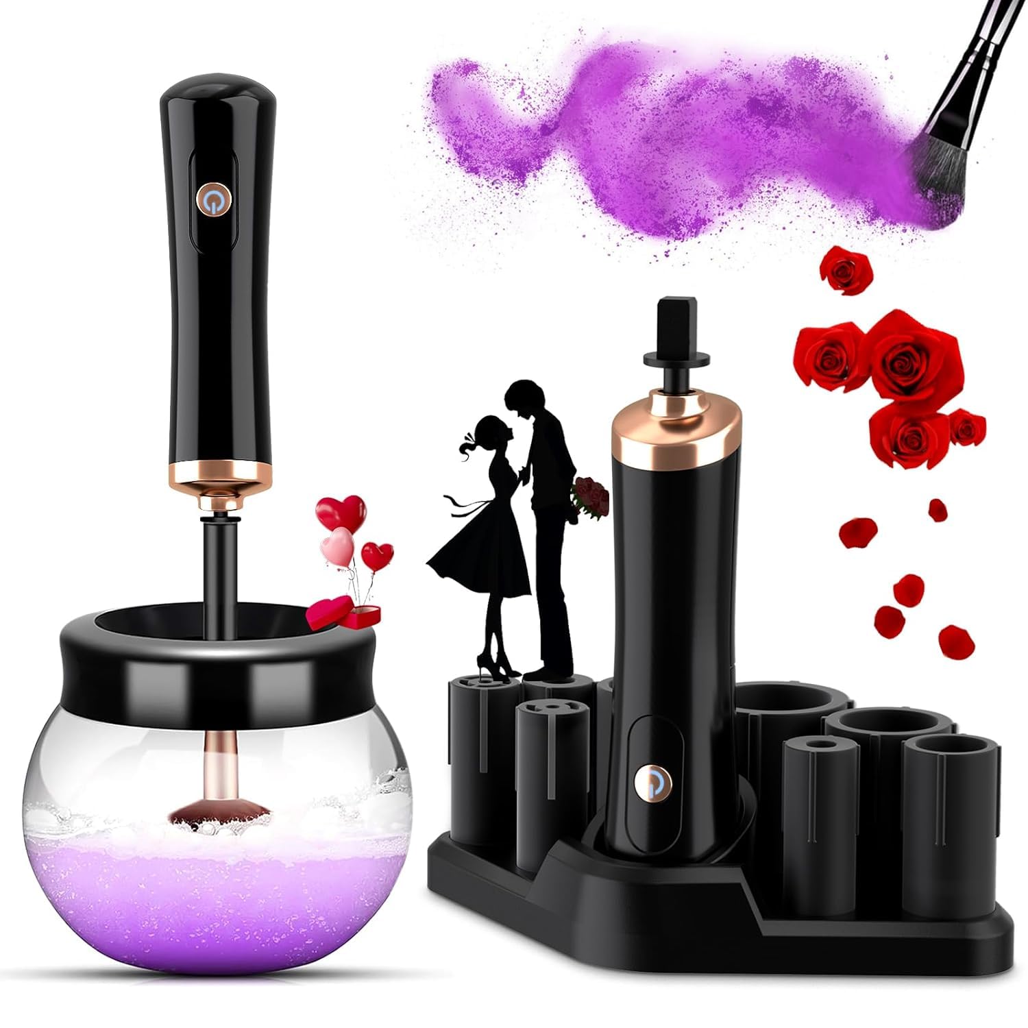 eftiaan electric makeup brush cleaner and dryer machine – automatic brush spinner device for fast deep cleaning & drying – fits most makeup brushes, easy to use & hygienic