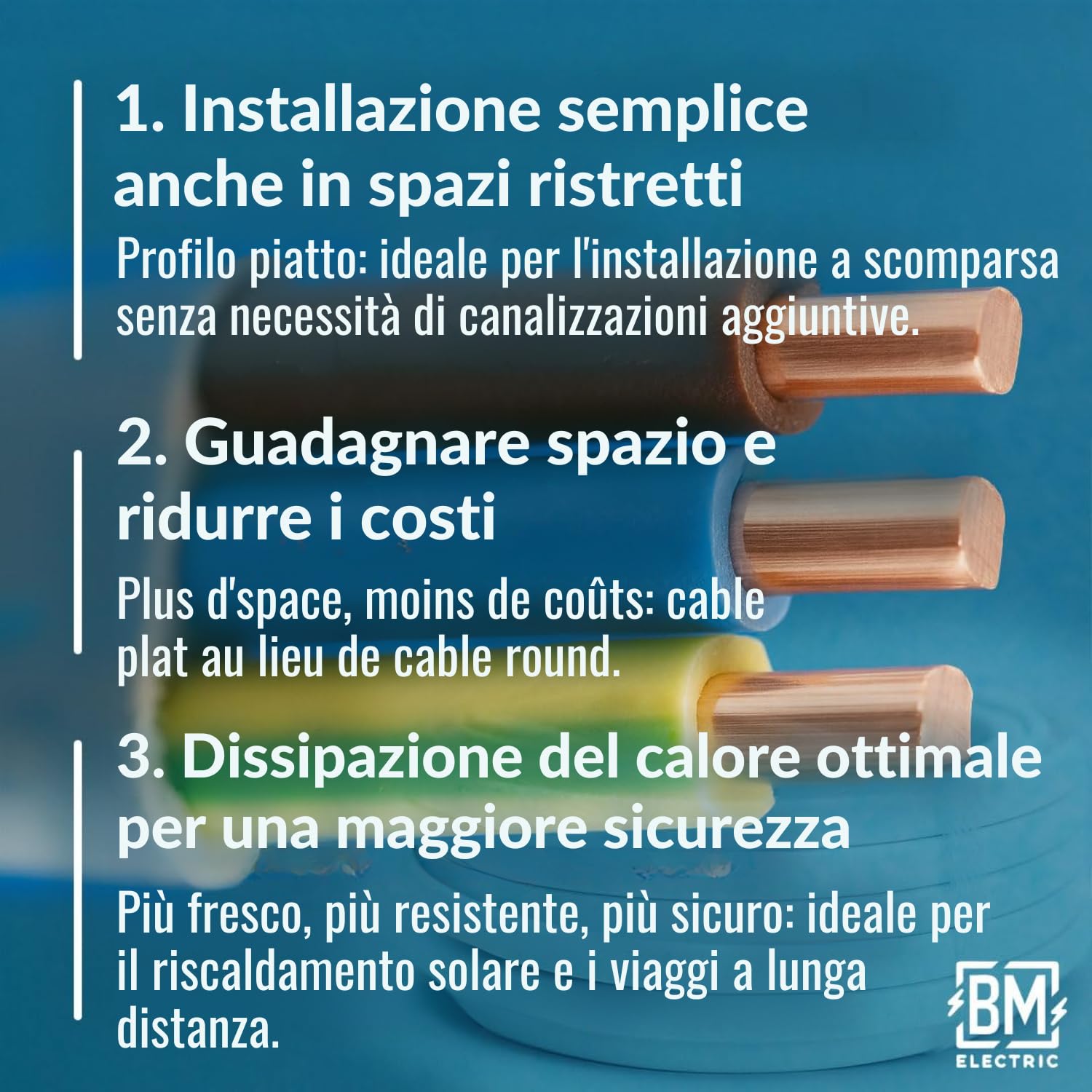 NYM Cavo 3 x 1,5 mm² YDYp - Cavo di alimentazione a 3 poli, cavo piatto 100 m, 10 × 5 mm, passacavo per finestre, cavo per ambienti umidi, conduttore in rame massiccio, 300/500 V