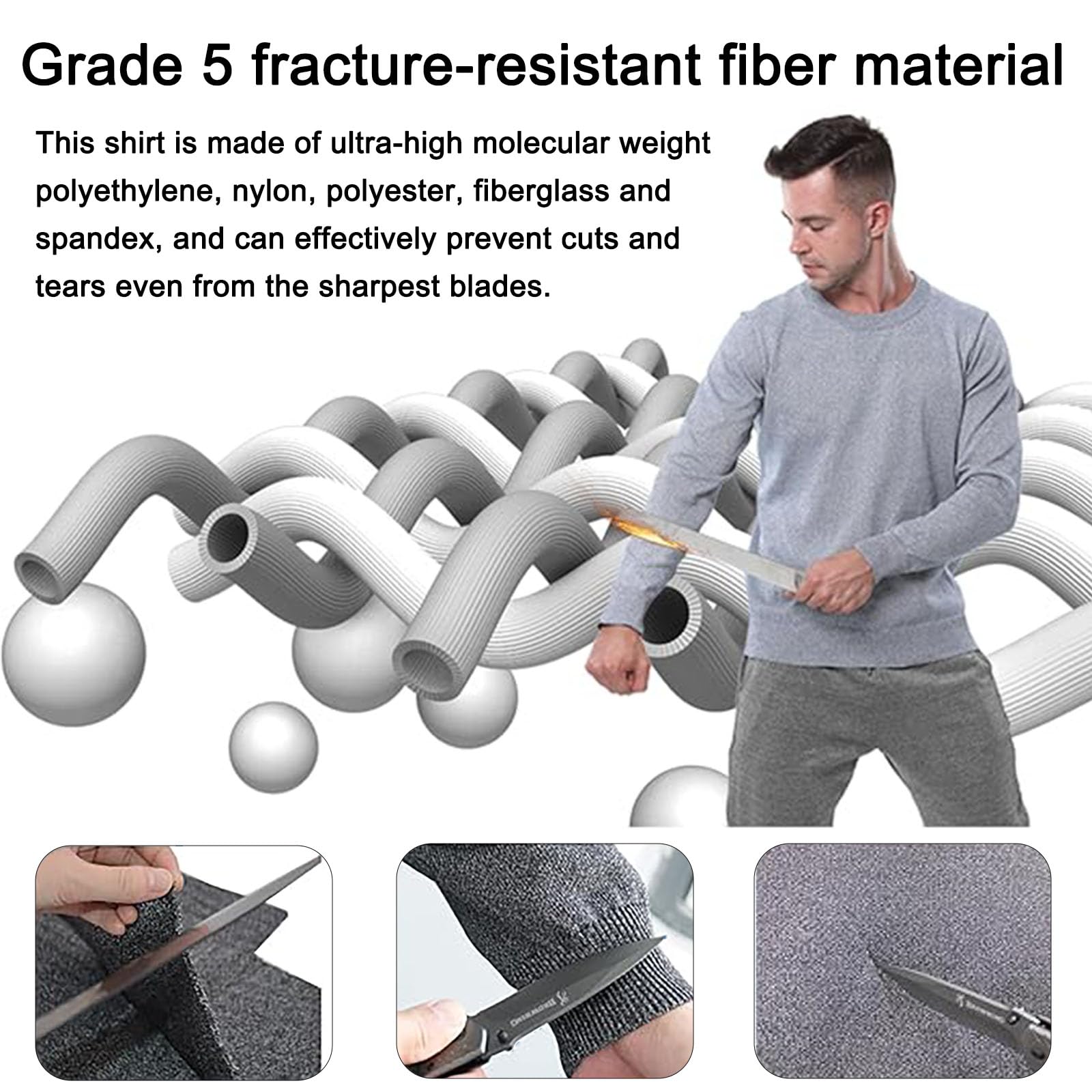 security weste herren, 5-Stufen stich und schnittschutz, stichfeste kleidung, selbstverteidigung, schutzweste stichfest, bissfestes, reißfestes, stichfestes T-Shirt Für Sicherheitsschutz