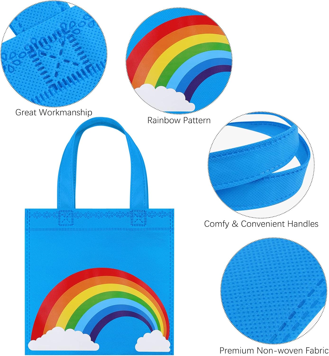 MIMIND 24 Pack Rainbow Non-woven Party Favor Bags 7.9×7.9 Inch Rainbow Gift Bag Reusable GoodieTreat Bags with Handles for Birthday Party - Image 3