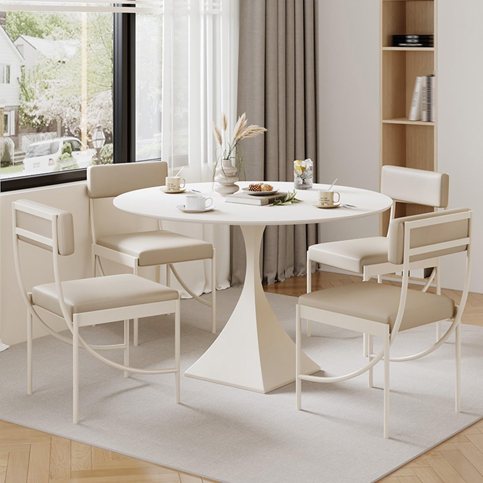 Set da pranzo/tavolo con 4 sedie per casa, ufficio, reception, soggiorno, club, bar, cucina e ristorante (80 cm/31,4 pollici)